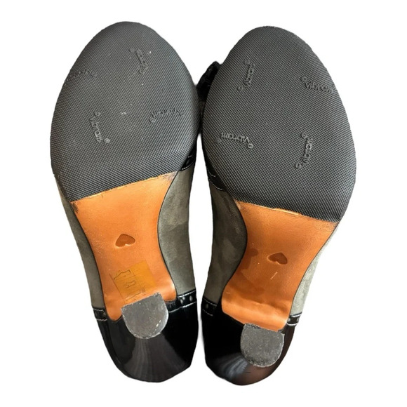 Moschino Italy Black & Gray Suede Leather Peep Toe Pumps Women’s Size 6.5 - Picture 7 of 9